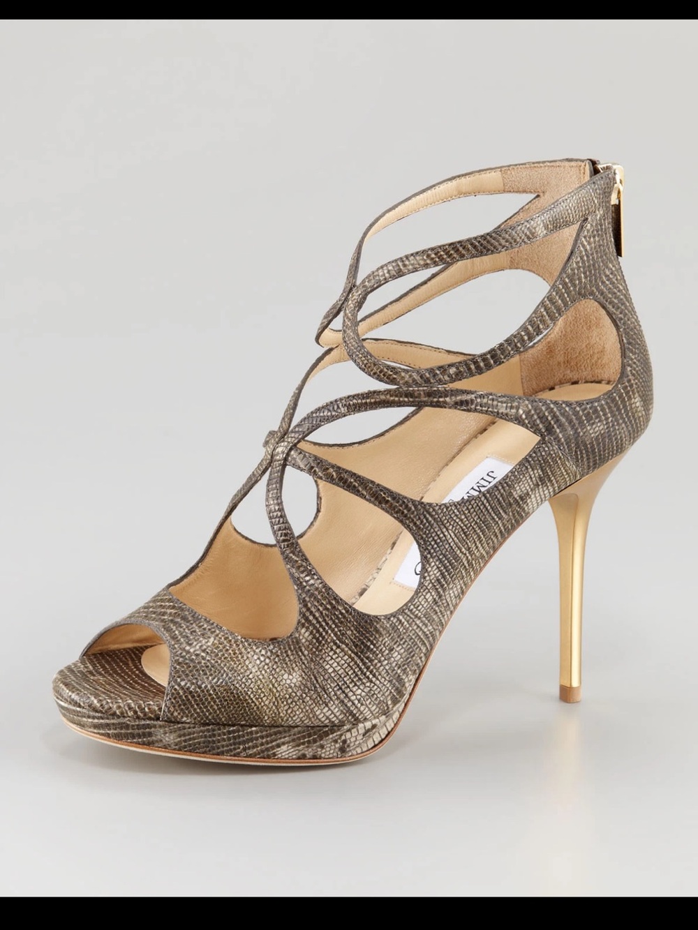 Jimmy Choo Latina Lizard Embossed Leather Ankle Heels - size 41.5